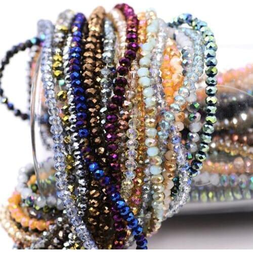 2mm 370pcs/lot Fashion Design Glass Plated Crystal Rondelle Loose Beads Jewelry Making Supplies For DIY Jewelry Gifts & Crafts
