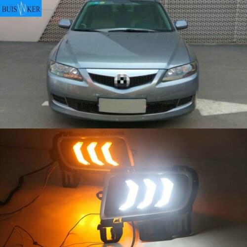 2pcs For Mazda 6 Mazda6 2005-2009 LED DRL Daytime Running Light Daylight Waterproof Turn Signal lamp
