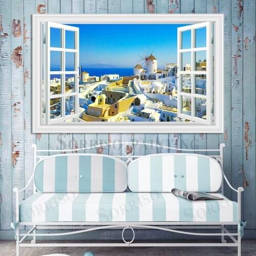 Mediterranean Aegean Sea And Venice 3D Scenery Wall Design Art Painting Home Living Room Decor Canvas Posters Pictures Prints