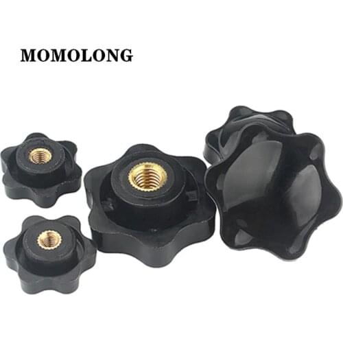 5pcs M12 Plum Hand Tighten Nuts Clamping Knob Manual Nuts Handle Thread Mechanical Black Thumb Nuts