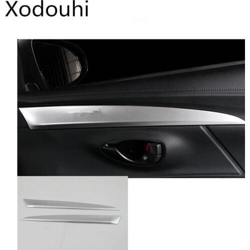 Car ABS Matte Inner Inside Door Window Handrail Armrest Panel Cover Trim Frame 2pcs For Toyota Vios/Yaris Sedan 2017 2018 2019