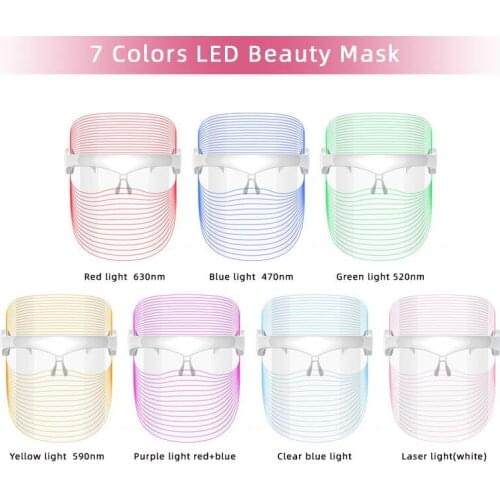 Wireless 7 Colors LED Photon Light Therapy Lighten Melanin Whitening Anti Acne Anti Wrinkle Acne Removal Facial Skin Care Tools