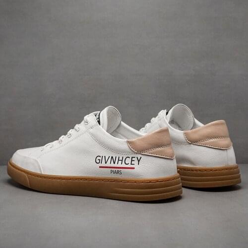 Mens shoes, leather board, toe layer, cowhide casual soft-soled white shoes, British breathable wear-resistant soft shoes