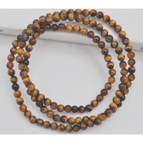 4MM Tigereye Stone Beads Bracelet Bangle Necklace Stretch 22 Inch Jewelry For Woman Gift G742