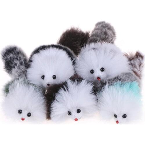 Plush Little Fox Charm Keychains Super Cute Stuffed Animal Trinket Silver Color Key Chains Ring Jewelry New Fashion