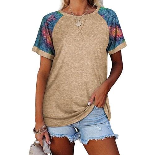 Camisetas De Mujer 2021 Summer Patchwork T Shirt Women Casual Short Sleeve O Neck T-shirts Ladies Tops Tee Shirt Femme Plus Size