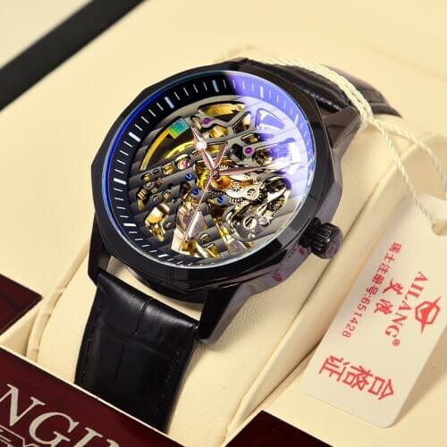 New watches mens watches high-end brand mens mechanical watches automatic waterproof leather watches