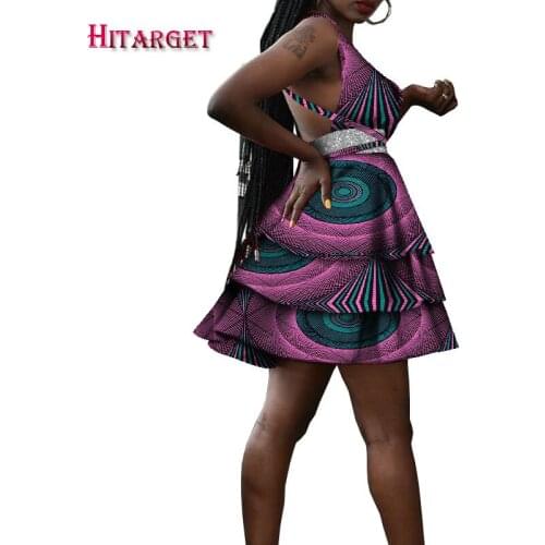 Danshiki Customized African Print Sexy Women Clothing Knee Length Dress Party/wedding Dresses Plus Size African Clothing WY8775