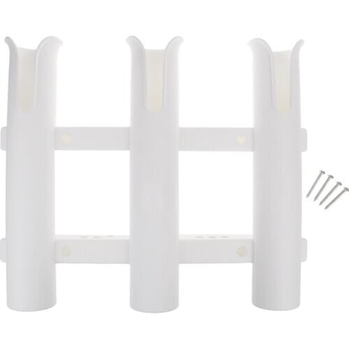 Marine Kayak Boat Fishing 3 Triple Tube Rod Holder Mount Pole Rack Lure Storage