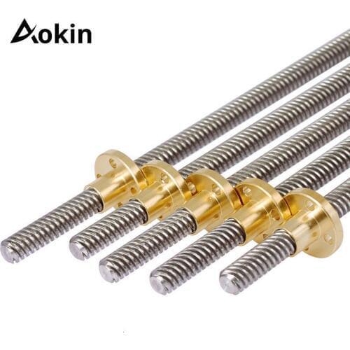 3D Printer Parts T8 Lead Screw OD 8mm Pitch 2mm 250mm 300mm 330mm with Brass Nut for Stepper Motor threaded Rod Stainless Lead