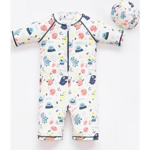 Hildrens Swimsuit Boys Button Opening Design Zipper One Piece Long Sleeve Swimsuit Hot Spring Wear Kids Beach Wear Kid Clothing