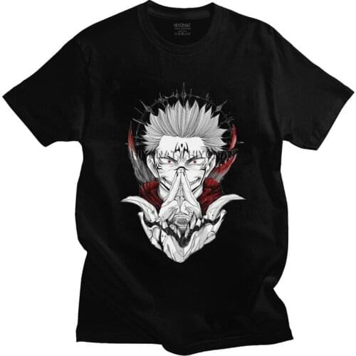 Retro Jujutsu Kaisen Ryomen Sukuna Tshirts Men Short Sleeves Graphic T Shirt Novelty Anime Manga T-shirt Cotton Tee Tops Merch