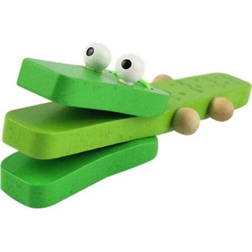 HX5D Crocodile Shape Wood Castanet Baby Musical Instrument Cartoon Child Musical Toys