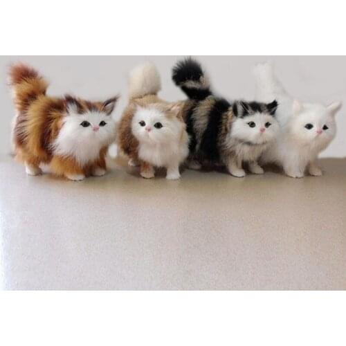 Simulation Cat Lovely Simulation Animal Crafts Car Room Ornaments Funny Felt Toys Animal Doll Children Birthday Gifts Home Decor