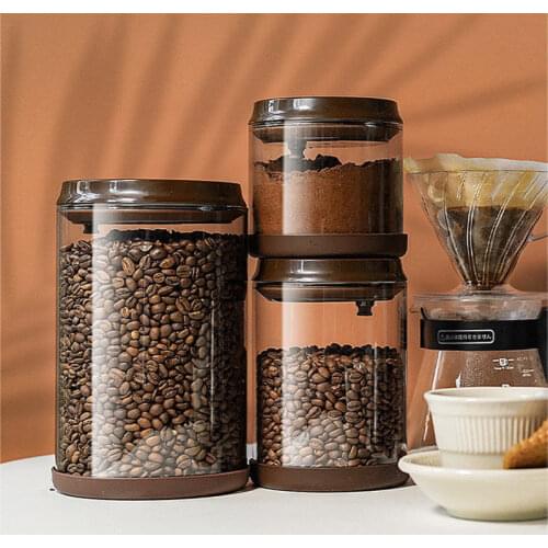 Coffee Powder Coffee Bean Sealed Can Snack Sugar Dried Fruit Jar Glass Sealed Storage Jar Press The Breathing Tank