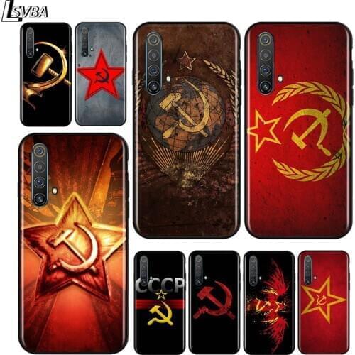 Red Soviet Union USSR Flag for OPPO Realme V15 X5 X3 X50 X7 X2 C17 C11 C3 C2 7 7i 6 6S 6i 5 Narzo 20 Pro Black Phone Case