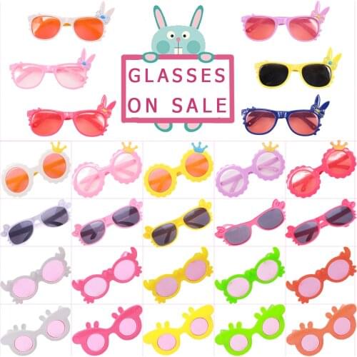 Doll Sunglasses Crown,Peggy,Bunny Ear Shape Frame And Sun Frame Fit 43cm Baby Dolls And 18- Inch American Doll Accessories Gifts