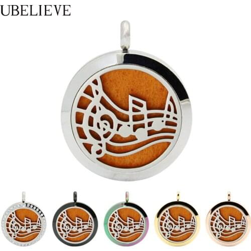 Music Note Aromatherapy Diffusing Pendant Stainless Steel Essential Oil Diffuser Necklace Pendant Jewelry By Choker Free Pads