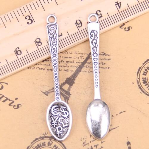 48pcs Charms Monetary symbol Spoon 57x12mm Antique Pendants,Vintage Tibetan Silver Jewelry,DIY for bracelet necklace