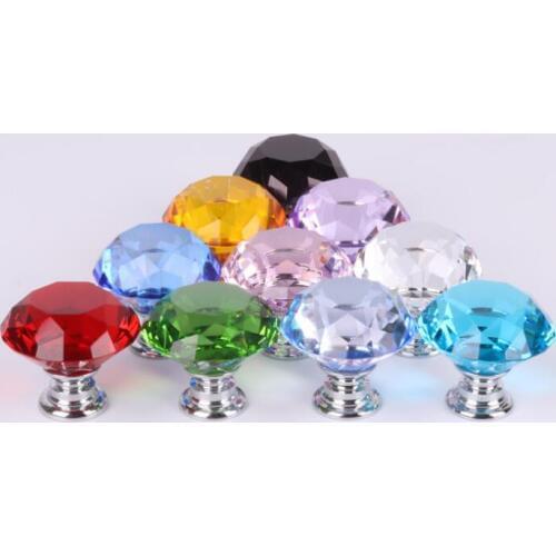 Fashion 30mm Crystal Glass Door Knobs Drawer Cabinet Furniture Handle Knob Screw Furniture Accessories LX8449