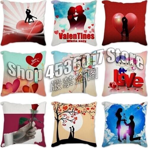 Pillowcover Valentines Day Decor Dog Print Pillow Case Bedroom Sofa Cushions Cover Car Decoration Cushion Cover Pillowcase