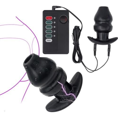 Electro Shock Kit Vibrator Hollow Anal Plug E-stim Anus Sex Accessories Men Prostate Massager Adult Game Sex Toys For Couple