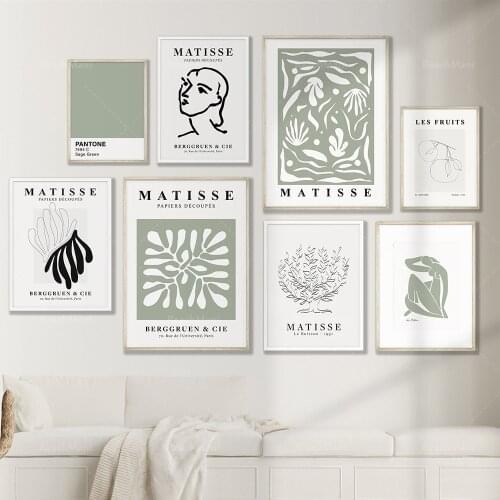 Matisse Set Prints of 8, Sage Green Matisse Print, Matisse Abstract Art, Matisse Gallery Wall, Matisse Art Prints, Modern galler