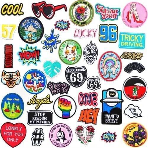 LUCKY COOL DIY Patch for Clothing Iron on Embroidered Sewing Applique Cute Fabric Badge Apparel Accessories 57 WOW