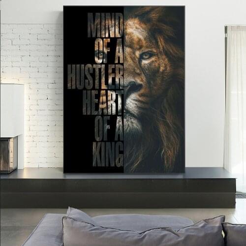 Wild Lion Letter Motivational Quote Art Canvas Painting Posters and Prints Cuadros Letter Wall Art for Living Room Home Decor