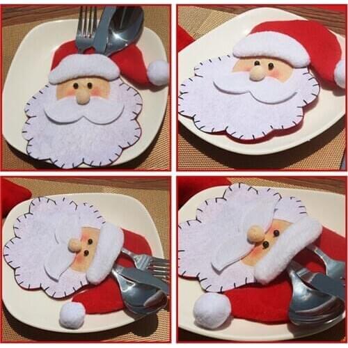 Newcome Creative Christmas Tableware Cutlery Decor Dining Restaurant Table Decoration Santa Claus Pocket Bag Kitchen Ornament