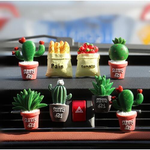 Car Air Freshener Resin Cactus Cute Vent Perfume Clip Automobile Interior Fragrance Solid Balm Smell Diffuser Accessories Gift