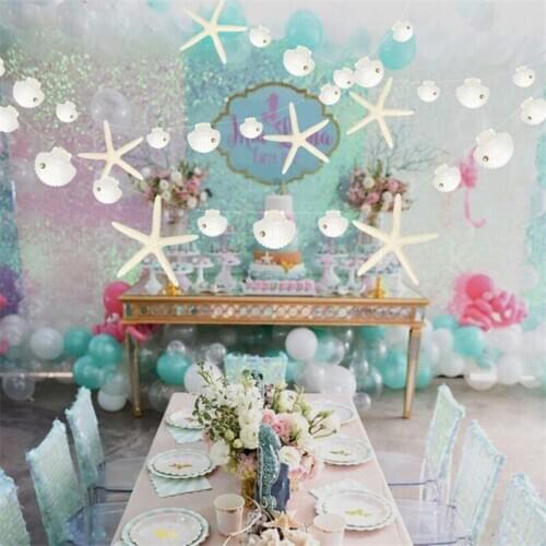 3M Sea Theme Party Starfish Shell Shaped Banner for Mermaid Party Baby Shower 3D Starfish Hanging Garland Decoration Supplies