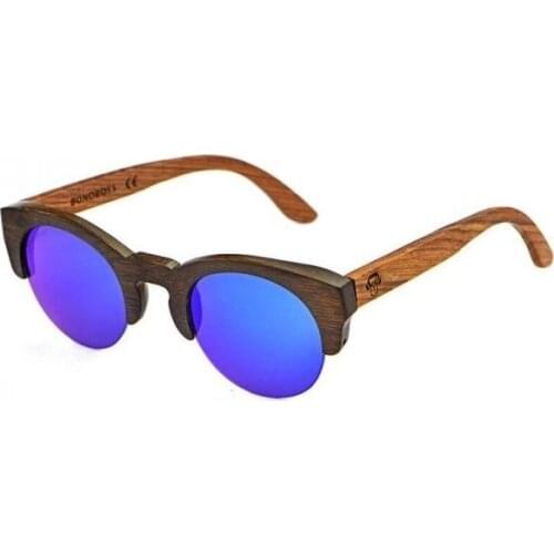 Polarized Sunglasses Bamboo Wood and Zebrano Lenses Revo Blue Woody