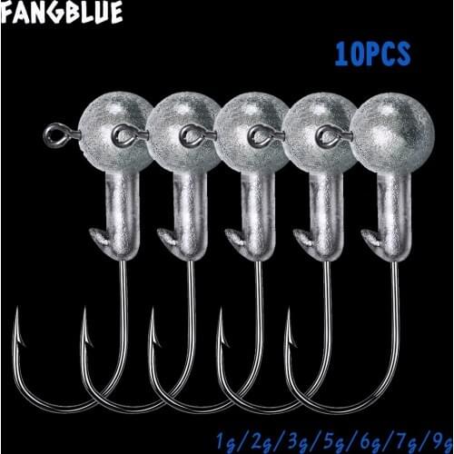10pcs Fishing Hook 1.8g 2.5g 3.5g 5g 7g 10g Lead Jig Head Hook Round Ball Sliver Lead Head Hook Pike Carp Fishing Accessories