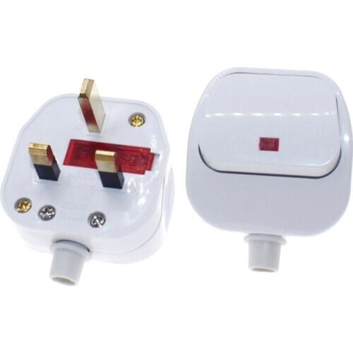 UK 3 Pin Switch 250V 13A AC Power Plug With Switch Male Electrical Socket Fused Connect Cord Overload Protection Adapter
