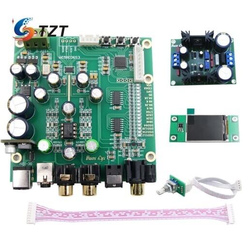 TZT ES9038Q2M DAC Board Decoder Board Support For IIS DSD Optic Fiber Coaxial Input 384K DOP128 +Power Supply Module LCD Screen