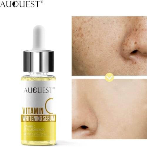 15ML AuQuest Vitamin C Face Serum Anti Wrinkle Shrink Pore Whitening Moisturizing Essence Face Cream Dry Face Perfume Skin Care