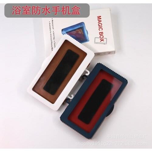 Bathroom waterproof mobile phone box punch-free wall-mounted touch screen mobile phone holder bathroom shower protection box