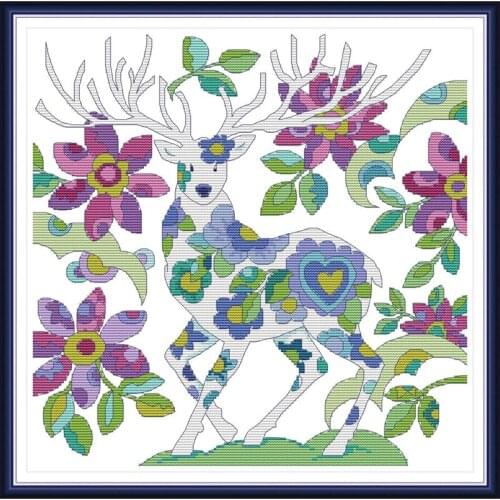 Everlasting Love Deer Chinese Cross Stitch Kits Ecological Cotton Clear Stamped Printed 14CT 11CT DIY Gift Christmas Decoration