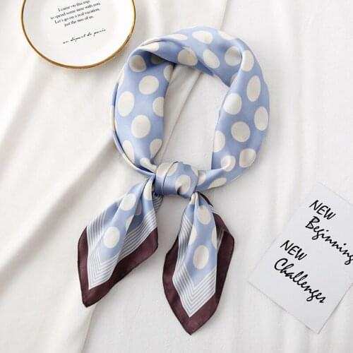 Spring and Summer 2021 New Mini Square Scarf Silk Scarf Womens Polka Dot Printed Satin Scarf Shawl Headband