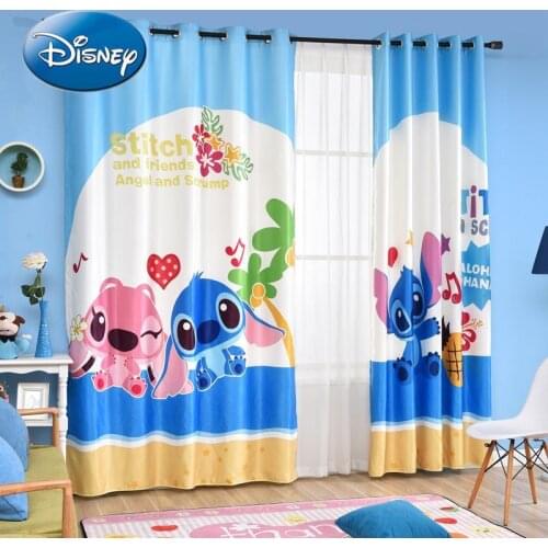 Disney Stitch Blue Shade Curtain Boys and Girls Childrens Bedroom Children Shading Free Punch Installation