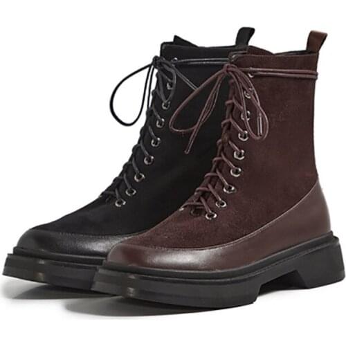 Womens Boots Motorcycle Boots Suede High Tube Non-slip Wear-resistant Fashion Simple Outdoor Leather Boots