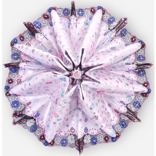 Lace Umbrella Parasol Rain Women Folding Fashion Beautiful Girl Pattern Kids Children Portable Light Sun Umbrellas Female Gift