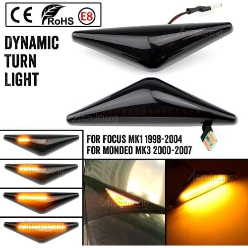 2 Pieces Led Dynamic Side Marker Turn Signal Light Sequential Blinker Light For Ford Mondeo 2000-2007 MK 3 Focus MK1 1998-2004
