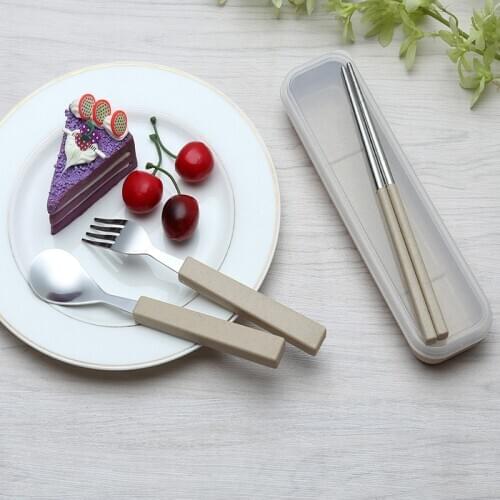 3pcs/set Stainless Steel Dinner Set Travel Camping Cutlery Tableware Set Dinnerware farm party Case Kit Portable gift set