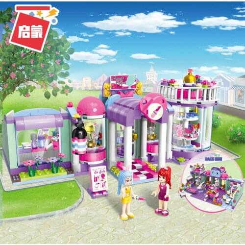 487PCS Enlightenment 2006 Urban Street View Town Modeling Center Assembled Model Girl Assembled Building Blocks Toy Gift