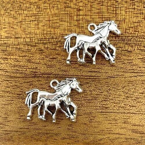 5 charm 3D double horse pendant 22*26mm vintage Tibetan silver DIY making pendant, fashion pendant alloy