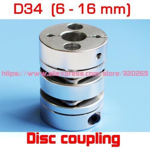 5pcs Motor Double Disk Shaft Coupling 6, 6.35, 8, 10, 12,14 12.7MM 1/2" Inch Disc Coupler D34 L45