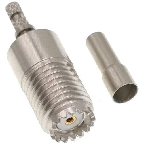 50PCS Mini UHF Female Jack Straight Crimp LMR100 RG316 RG174 RG178 Cable RF Connector