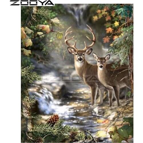 5d DIY Diamond Painting Mosaic Arts Diamond Embroidery Two Roe Elk Needlework Rhinestone Pasted Cross Stitch R2014
